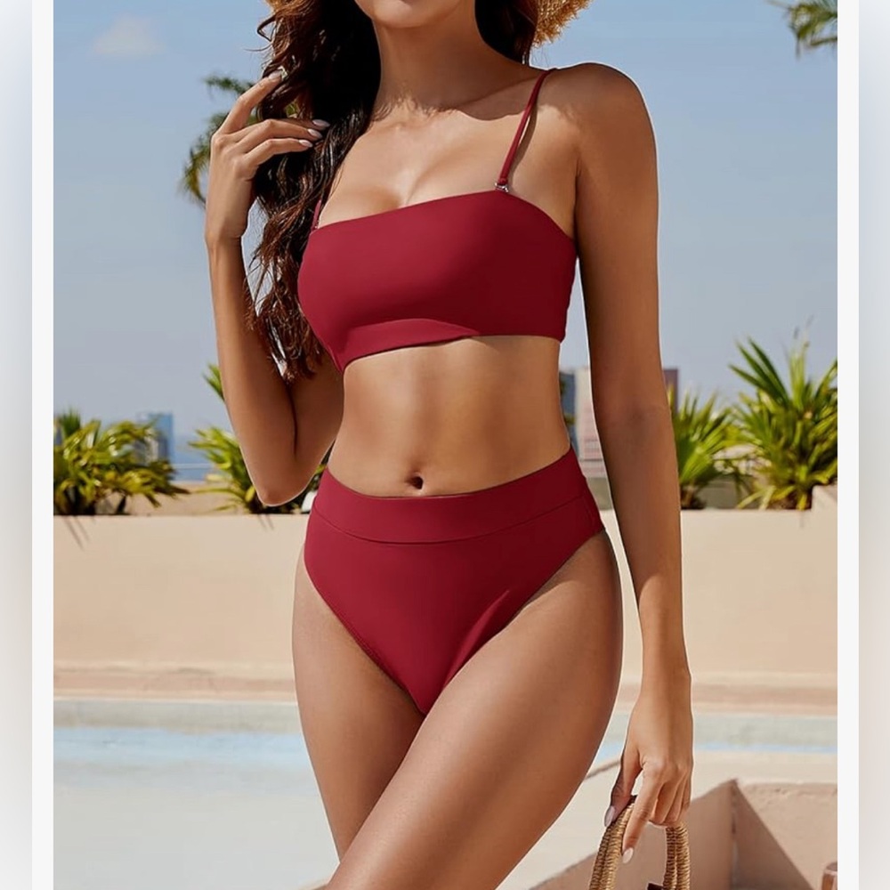 Women's High Waisted Bikini Two Piece Cheeky Bathing Suit- Size L